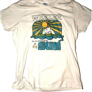 Weezer Band T Shirt Tee Womens Large Port and Company T Shirt White